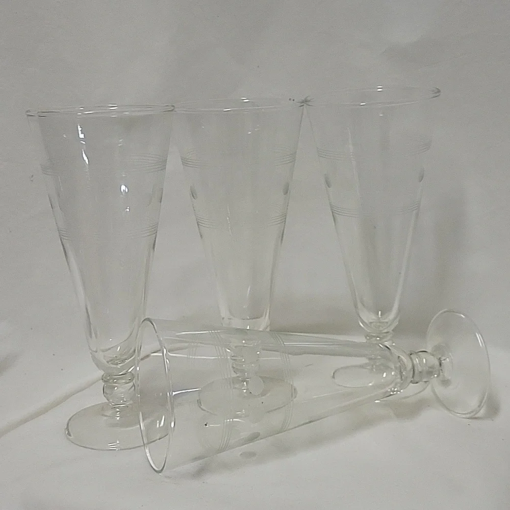 Vintage Circles and Bands 10 oz Pilsner Drinking Glasses, set of 4
